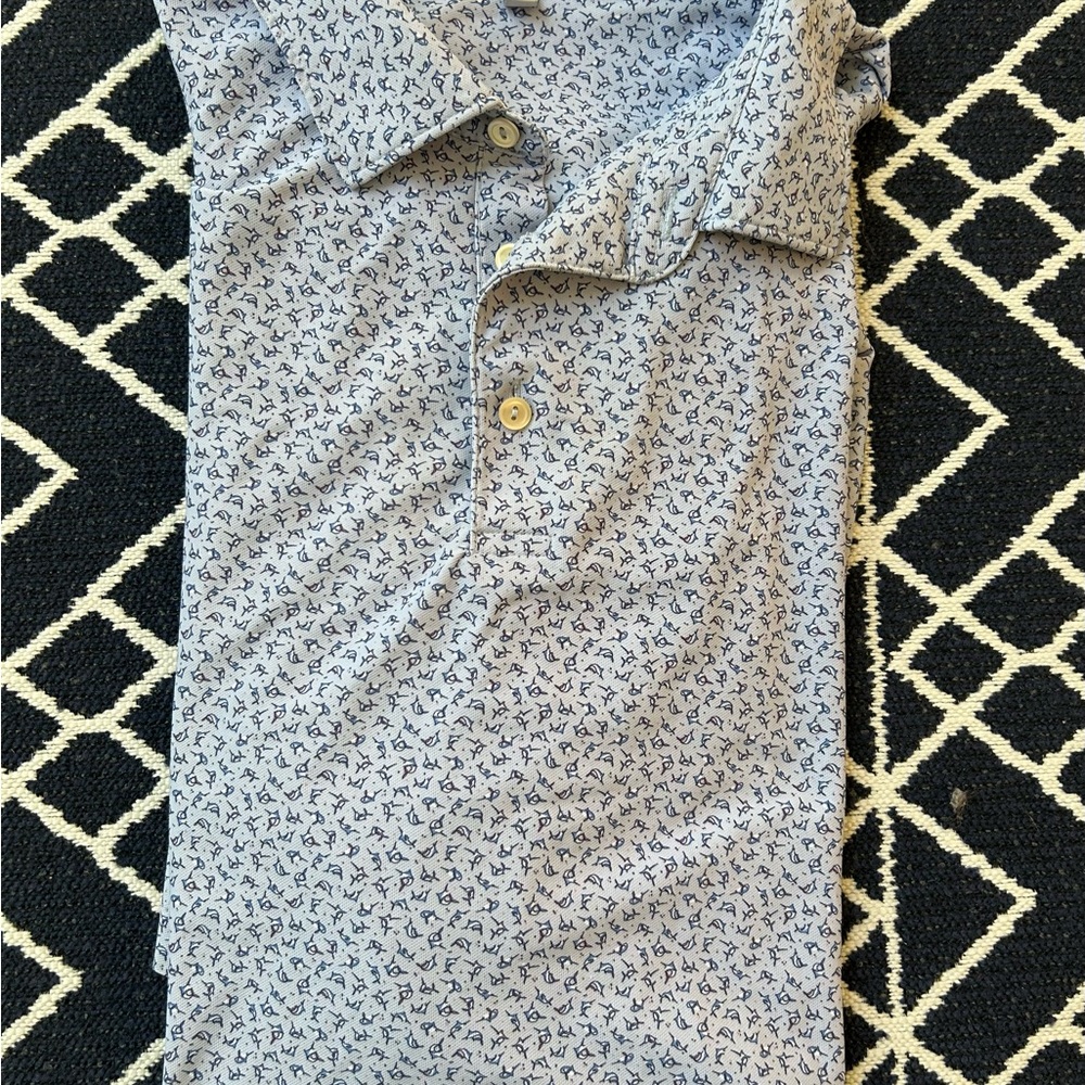 Men's Blue Patterned Shirt Peter Millar Golf shirt